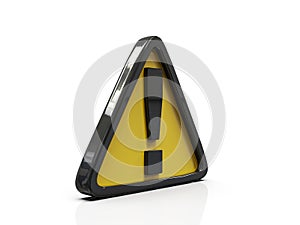 Yellow TriangleÂ Warning 3d Sign with Exclamation Mark
